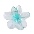 Detailansicht der blauen Blumen-Haarklammer mit silbernem Glitzer und Metallfeder-Design - Irisierend Glitzer Blau (5# 8cm)