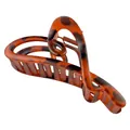 Detail view of leopard print hair claw clip showing hollow heart design and metal spring - Heart Matte Leopard Claw