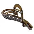 Close-up of translucent brown leopard hair claw clip with golden metal spring - Heart Gray Claw
