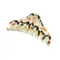 Detail view of large hair claw clip with orange and black tortoiseshell marble pattern - Orange and Black Marble