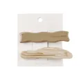 Detail view of two-piece acetate hair clip set with solid color and marble pattern on a card - Light Beige Wave And Beige Marble Clips
