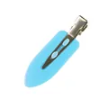 Hellblauer nahtloser Haarclip in Blattform mit silberner Krokodilklemme aus Metall - Blau