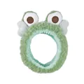 Detail of green frog headband showing plush velvet texture and 3D eye elements - Plush Hairband / Green Frog Style