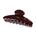 Glossy acetate crescent hair claw with gold Barrette La France lettering detail - Brown