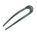 Sleek dark green U-shaped hair pin in a glossy minimalist design for elegant updos - Dark Green