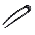 Minimalist black U-shaped hair pin for buns and updos with a glossy finish - Black