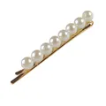 Dettaglio del fermaglio per capelli dorato fatto a mano con otto eleganti perle finte - 8# Forcina con Grande Perla in Perline