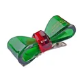 Pince à cheveux noeud en acétate vert faite main avec détail rouge et clip en métal - Nœud Vert et Rouge