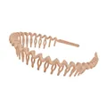 Detail of wavy matte beige headband with teeth for secure hair styling and face washing - Khaki