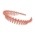 Detail of coral orange wavy headband with inner teeth for secure grip and matte finish - Brick Red