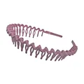 Detail of matte mauve wavy headband with inner teeth for non-slip grip and hairstyling - Purple