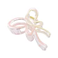 Close-up of pink gradient butterfly hair claw clip with gold metal spring detail - Cream White And Pink Butterfly Hair Claw (2#)