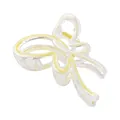 Macro detail of butterfly hair claw clip with yellow swirl texture and gold metal spring - Cream White And Yellow Butterfly Hair Claw (3#)