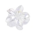 Detail of 4cm iridescent flower hair claw clip with laser rainbow coating and metal spring - Transparent Plumeria
