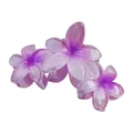 Detail view of purple gradient plumeria hair claw clip with transparent resin finish - Connected Plumeria Claw Clip / 11cm / Deep purple