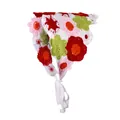 Vista detallada de la bandana de ganchillo hecha a mano con flores estilo bohemio - Pañuelo de Flores Patchwork