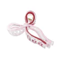 Détail d'une grande pince à cheveux nœud en acrylique translucide rose et rouge - Rose Rouge Et Rose