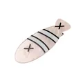 Detail of pink pearlescent fish hair clip with black stripes and metal base - Colorful Fish Style C