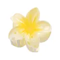 Close-up of translucent gradient yellow plumeria hair claw clip with 5-petal design - Light Yellow + Yellow (2#)