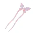 Elegante forcina per capelli a U con farfalla in marmo viola e perle bianche - Forcina Farfalla Perla - Rosa Viola Marmorizzato
