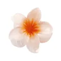 Detail of 4cm gradient plumeria hair claw clip with pearlescent finish and shark clip - Orange (9#)