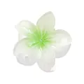 Detail of a 4cm green and white gradient plumeria hair claw with a glossy jelly finish - Light Green (13#)