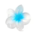 Detail view of 4cm gradient blue frangipani hair claw clip with strong translucent teeth - Blue (15#)