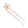 Détail d'épingle à cheveux en U avec fleur à cinq pétales et strass violet brillant - 2# Multicolore Strass Fourche à Cheveux