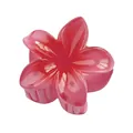 Detail of a 4cm pink gradient frangipani hair claw clip with translucent petals - Pink (18#)