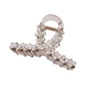 Detail van transparante champagne haarklem met 3D-bloemenpatroon en een stevige metalen veer - Lichtbruin Bloemen Kruis Haarklem