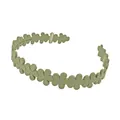 Detailed macro view of olive green matte flower headband with non-slip daisy petal design - Green