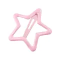 Detailed view of a pink star-shaped metal hair clip with a smooth glossy finish - Pink Star BB Clip