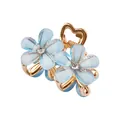 Détails de fleurs en résine bleue avec strass étincelants sur pince à cheveux dorée - Bleu