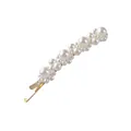 Fermaglio per capelli dorato con perle bianche a grappolo in design lineare - 18# Clip Curva con Quattro Fiori in Perla