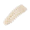 Elegante fermaglio dorato con disposizione rettangolare di perle finte bianche lucide - 21# Piccola Clip a Scatto a Triangolo con Perle Complete