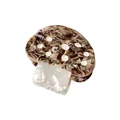 Pince à cheveux champignon créative avec motif écaille marron et pois blancs - Marron