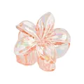 Pink orange iridescent plumeria hair claw clip with 4cm floral resin design - Orange Yellow Plumeria
