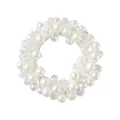 Elegant elastic hair tie with white pearls and clear faceted beads for ponytails - 1# White Crystal Pearl Hair Tie