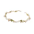 Detail of floral headband with white pearls and delicate lily of the valley flowers - Style 4 Lily of the Valley Pearl Headband