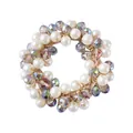Detailed shot of pearl and faceted crystal beads woven on an elastic hair tie - 5# Laser Gray Crystal Pearl Hair Tie