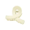 Detail of a large cream-colored matte hair claw clip with a sleek cross design - Off-White Crisscross Style