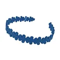 Matte navy blue floral headband for women with a non-slip design and flower petals - Dark Blue