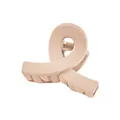 Detailed view of large matte nude pink crossover hair claw clip with strong spring - Khaki Crisscross Style