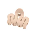 Detailed close-up of matte beige wavy claw clip with visible metal spring mechanism - Khaki M-Shape Style