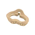 Close-up of matte cream-colored wavy hair claw clip with durable metal spring - Khaki Hollow Cloud Style
