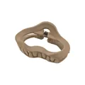 Close-up of matte khaki hair claw clip with cutout wave design and durable spring - Light Brown Hollow Cloud Style
