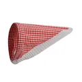 Dettaglio della fascia in percalle rosso e bianco con eleganti bordi in pizzo plissettato - Pizzo Plaid Rosso
