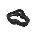Macro shot of minimalist matte black hair claw clip with wave design and inner grip teeth - Black Hollow Cloud Style