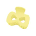 Detail of light yellow matte bow hair claw clip with hollow wings and sturdy inner teeth - Yellow Hollow Bow Style