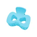 Detail view of light blue matte bow hair claw clip with sturdy spring mechanism - Blue Hollow Bow Style